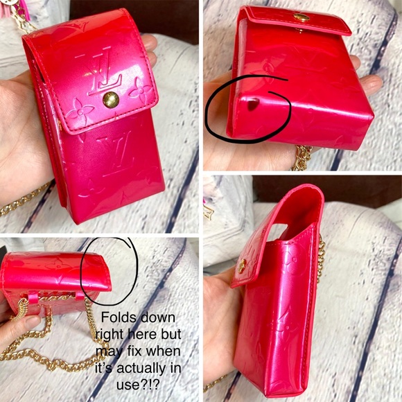 Louis Vuitton HOT PINK vernis leather pouch crossbody or bum bag w/keychain - Picture 9 of 10